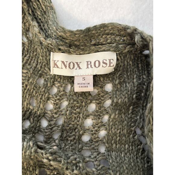 Knox Rose Cardigan Open Front Longline Crochet Knit Boho‎ Olive Green Small - Picture 4 of 5